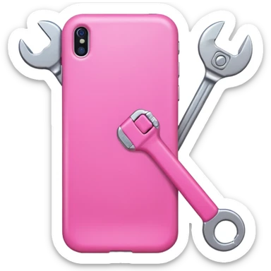 pink girly cellphone with a wrench sticker