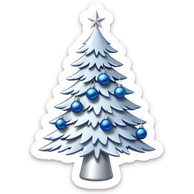 White christmas tree withe blue and silver decoration sticker