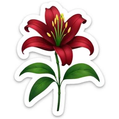 A lily flower in a dark cherry red colour with a dark green stem sticker