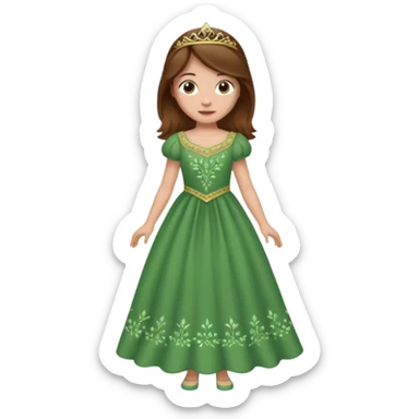 princess with brown hair whole body green sticker