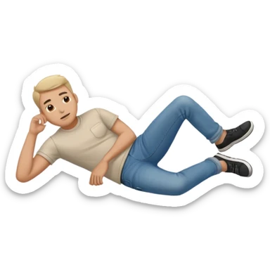 a man laying on ground sticker