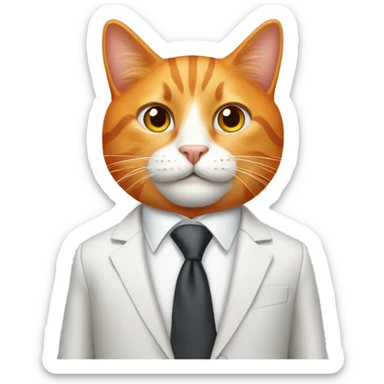 Orange cat in business suit sticker
