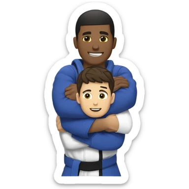 One jiujitsu boy hugging another jiujitsu boy from behind sticker