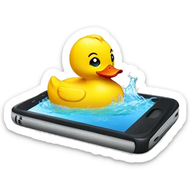 repulsed rubber duck looking at phone sticker