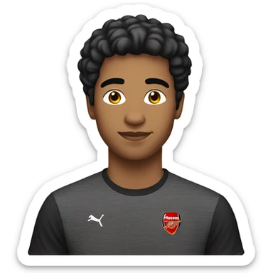 22 years old male with black hair and arsenal t-shirt  sticker