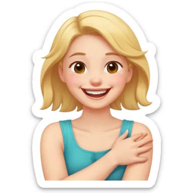 arms crossed holding neck laughing girl sticker