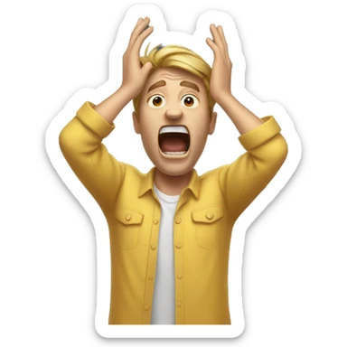 a man with his hands in his head screaming sticker