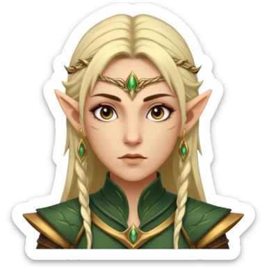 ESO female wood elf warrior with lashes and earrings sticker