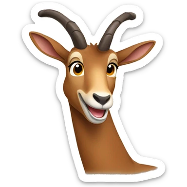 happy smiling brown chamois left hoof pointing up sticker