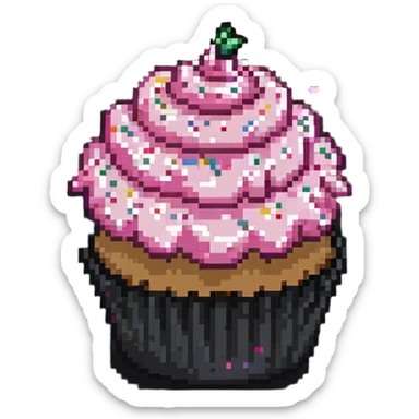 cupcake with pink icing and sprinkles sticker