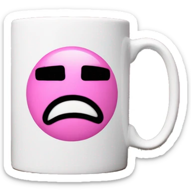 a pink monochrome coffee inanimate mug with one handle on the right, coffee inside it, nothing lies next to the mug sticker