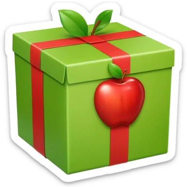 light green shipping box wrapped in tape with visible tape seams, apple style emoji sticker