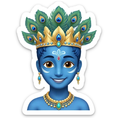 Krishna blue-skinned deity with a peacock feather crown sticker