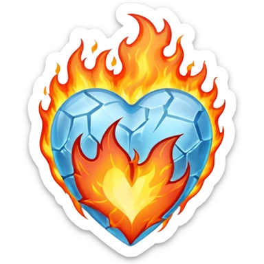 Heart of ice on fire sticker