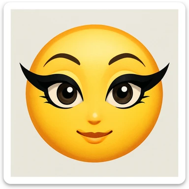 yellow face emoji with dramatic winged eyeliner sticker