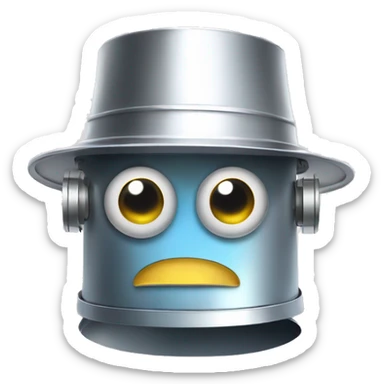 robot wearing a conspiracy tin foil hat sticker