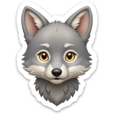 Wolf pup with soft fur and alert ears, half body sticker