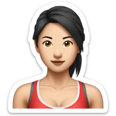Asian girl CrossFiter in red bra and black leggings sticker