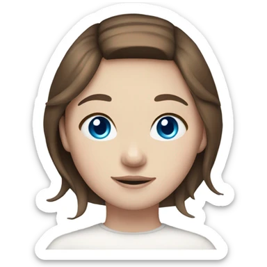 girl with brown hair, pale skin, blue eyes and bunny ears sticker