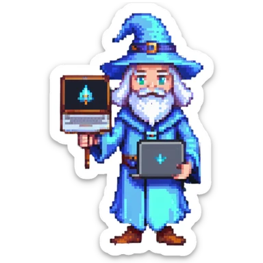 wizard with a laptop sticker