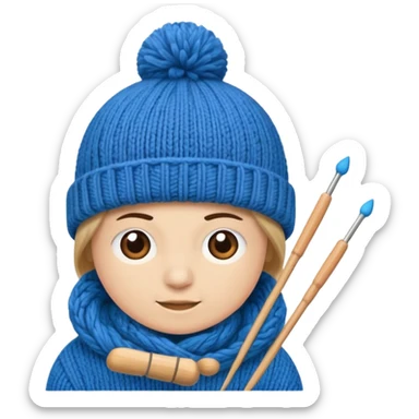  beanie hat with knitting needles sticker