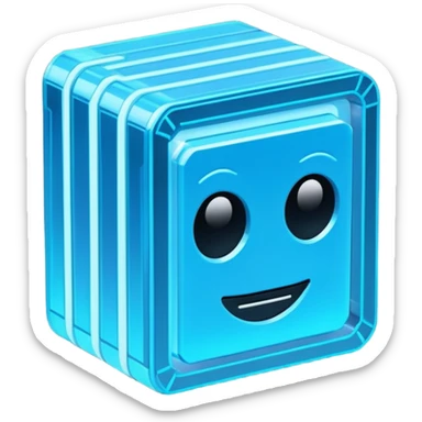 Pixel art emoji icon of a futuristic holographic book (help), neon blue sci-fi voxel style, cute tech aesthetic, centered, simple, high contrast, 3D shading, soft glow, transparent background, 100x100 px, game UI icon sticker