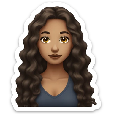 lightskin girl with long dark brown wavy hair and lashes sticker