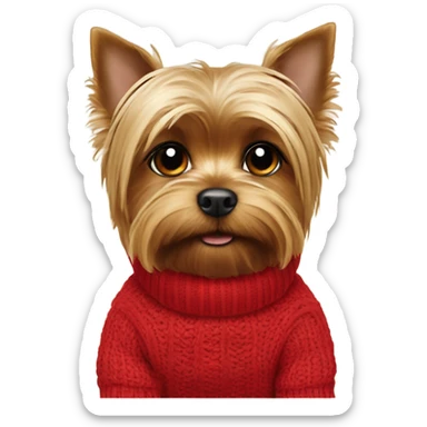 Small Yorkshire terrier wearing red jumper sticker