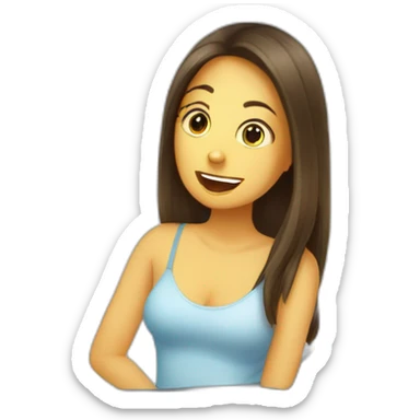 Fille tire la langue devant un miroir sticker