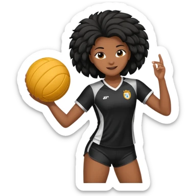 Uma atleta de voleibol de cabelo preto, esperando a bola na base sticker