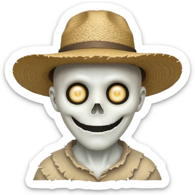 ghost farmer portrait, head and shoulders only, straw hat, spooky pale face, cracked skin, haunted vibe, 3D cartoon, mobile game icon style, clean background, no text, no watermark
 
 sticker