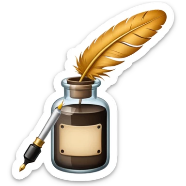 feather quill and ink bottle sticker