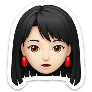 Faca um emoji com cabelo branco de anime e um dos olhos pretos com o meio vermelho sticker
