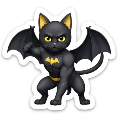 bat man cat heroic pose sticker