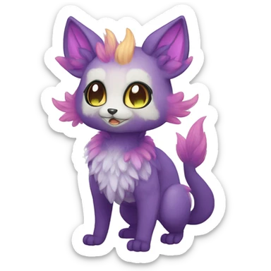Kawaii bright fantasy ethereal anthro fursona Fakemon animal creature sticker