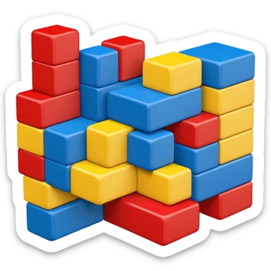 blocks ontop of eachother but staggered in different primary colours sticker