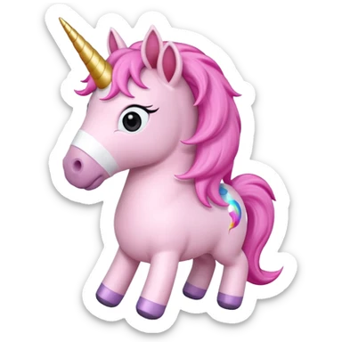 pink unicorn toy facing camera sticker