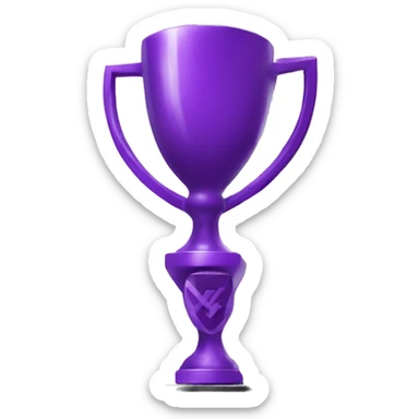 A purple trophy with a W on it sticker