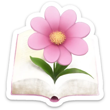 Realistic Open book with light pink flower inside sticker