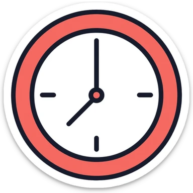 Clock face showing exactly 2 o'clock sticker