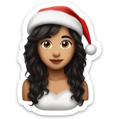 Camila Cabello with a Christmas hat sticker