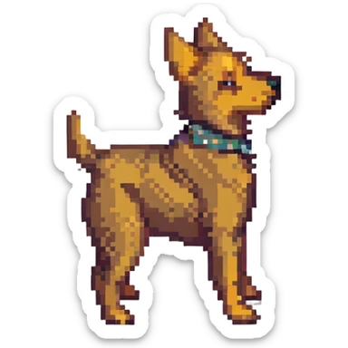 Toto the dog from Wizard of Oz, highly pixelated, standing sideways sticker