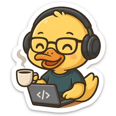 fun and expressive developer duck drinking coffee sticker