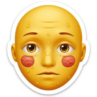 A circular yellow face with many small and close together face herpes sores sticker