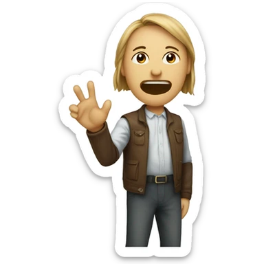 Humain se manquant de quelqu'un avec sa main en éventail devant son nez en tirant la langue sticker