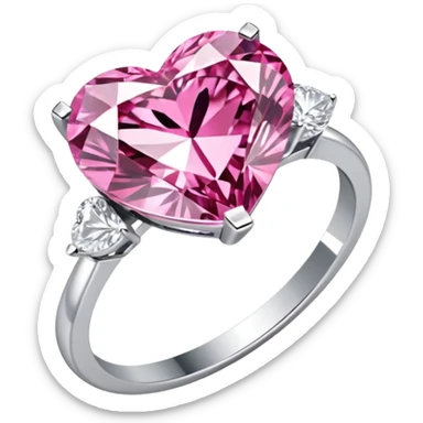 Pink heart diamond ring sticker