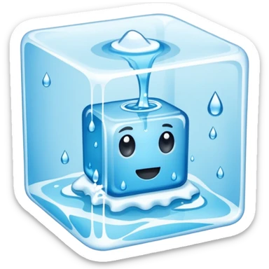 Quero que, com base nos emojis da apple, crie um emoji de um cubo de gelo derretendo sticker