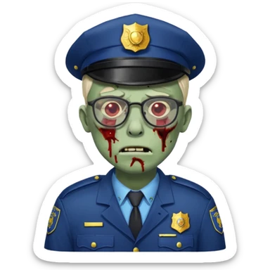zombie police man with glasses sticker