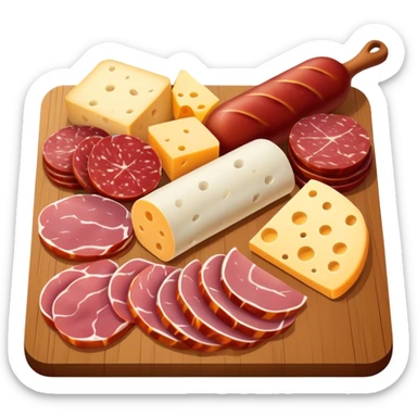 charcuterie board with salami ham and cheese sticker