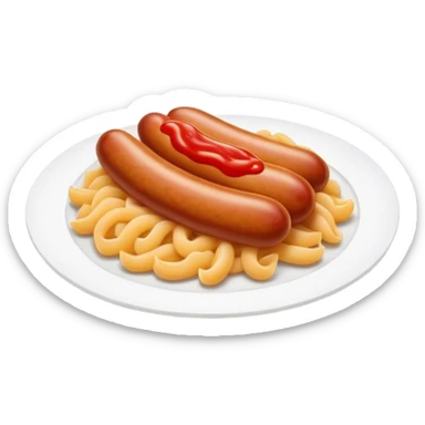 Fried sausage with macaroni and ketchup  sticker